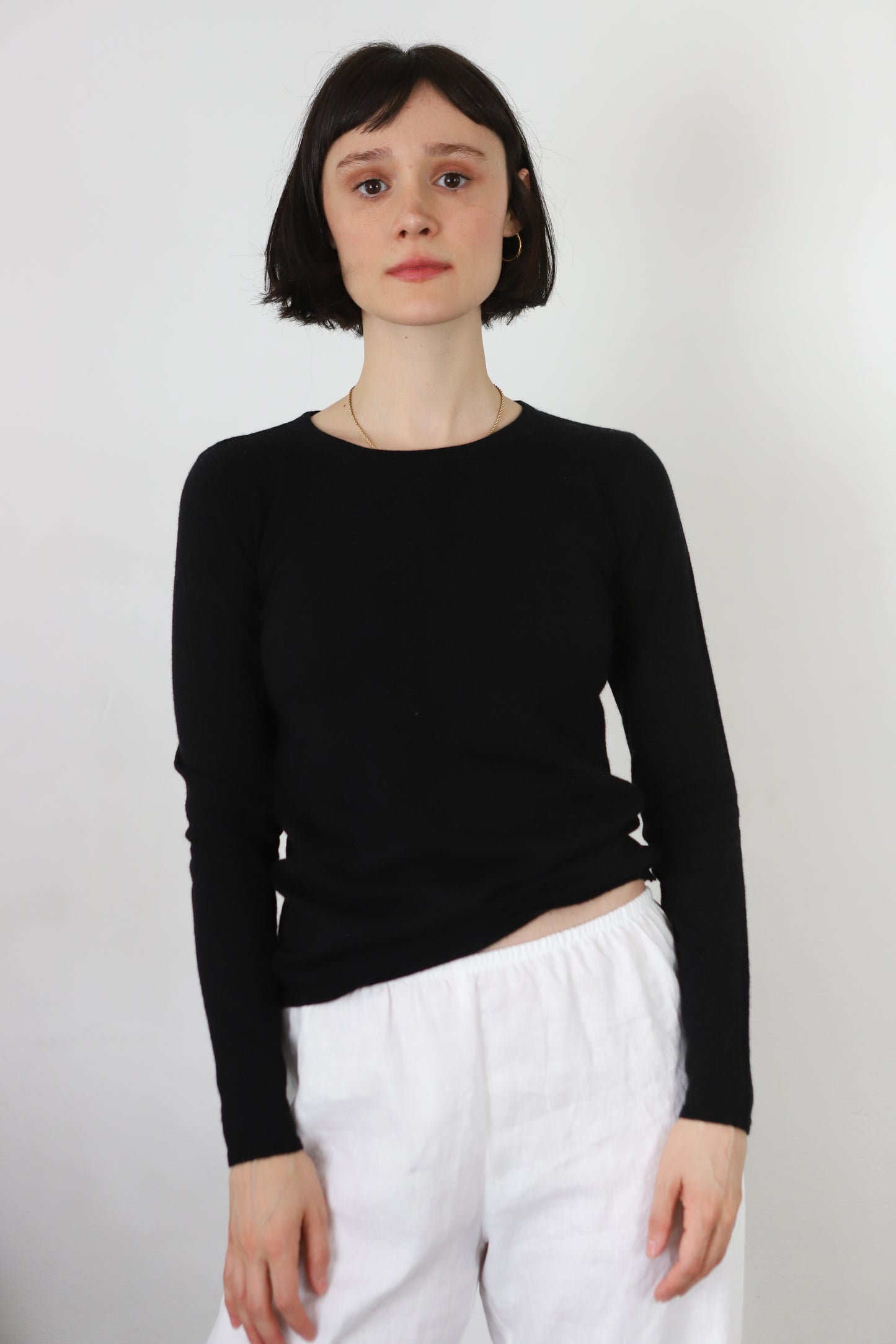 Fine-Knit Crew in Black