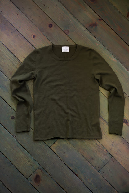 Fine-Knit Crew in Olive